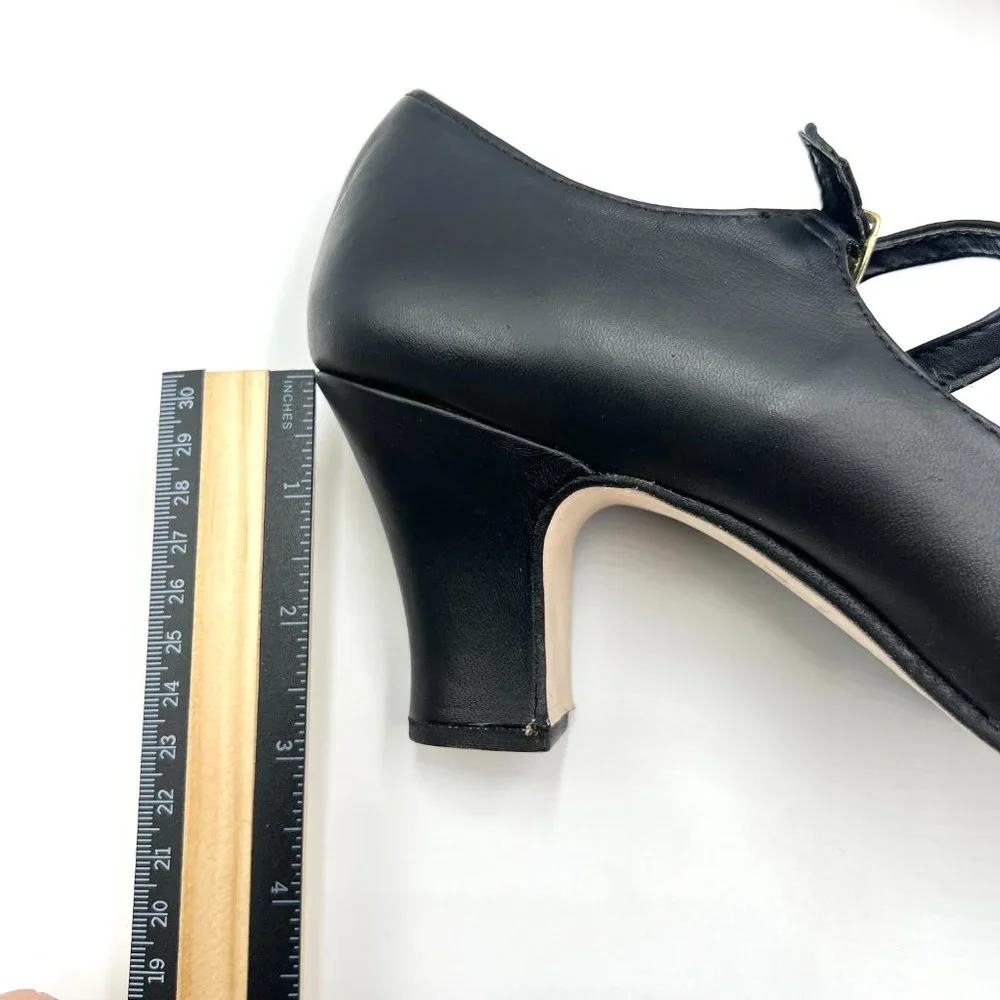 Capezio 653 Womens Size 9.5 Manhattan Character‎ Black Leather Dance Shoes Heels